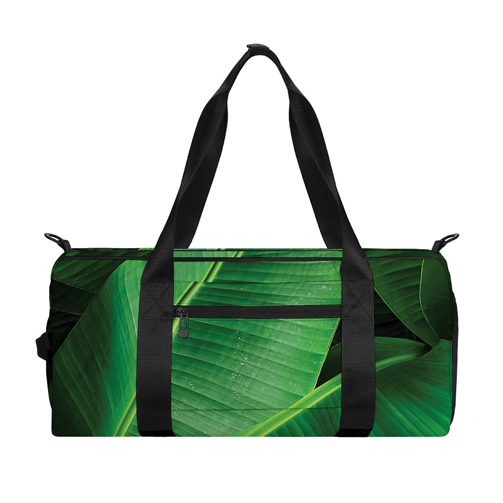 Green Tropical Banana Palm Leaf Print Gym Bag