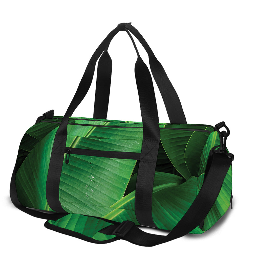 Green Tropical Banana Palm Leaf Print Gym Bag