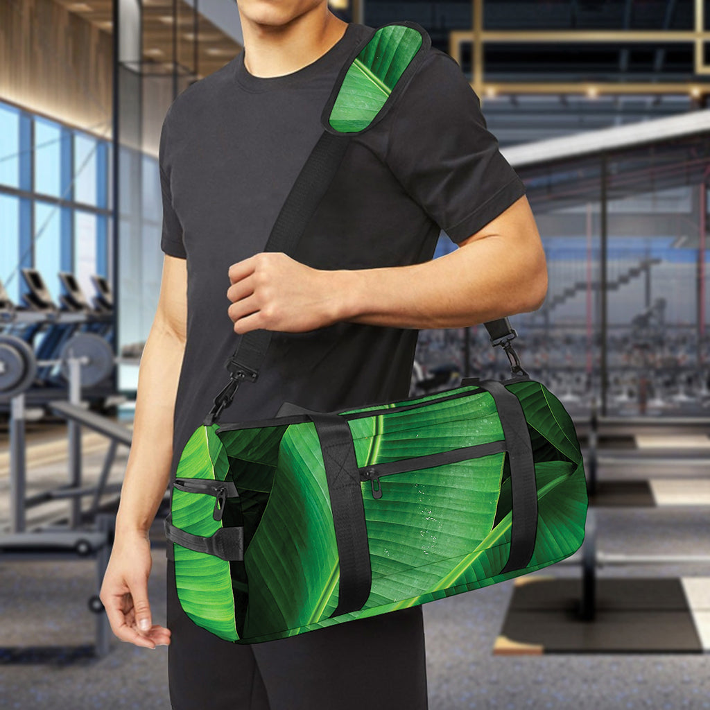 Green Tropical Banana Palm Leaf Print Gym Bag