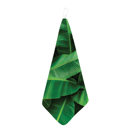 Green Tropical Banana Palm Leaf Print Hand Towel