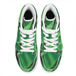 Green Tropical Banana Palm Leaf Print High Top Leather Sneakers