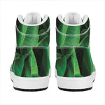 Green Tropical Banana Palm Leaf Print High Top Leather Sneakers