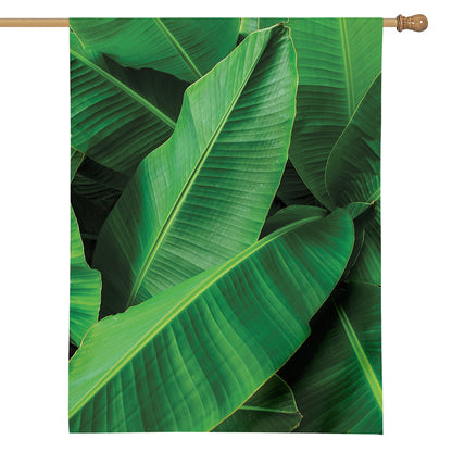 Green Tropical Banana Palm Leaf Print House Flag
