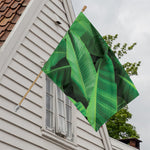 Green Tropical Banana Palm Leaf Print House Flag