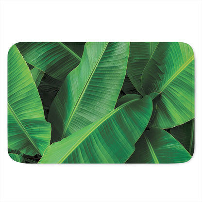 Green Tropical Banana Palm Leaf Print Indoor Door Mat