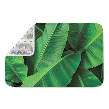 Green Tropical Banana Palm Leaf Print Indoor Door Mat