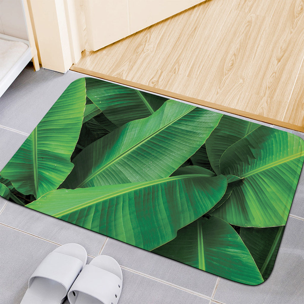Green Tropical Banana Palm Leaf Print Indoor Door Mat