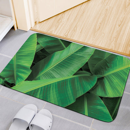 Green Tropical Banana Palm Leaf Print Indoor Door Mat