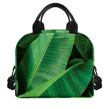 Green Tropical Banana Palm Leaf Print Insulated Lunch Bag