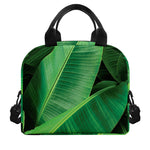 Green Tropical Banana Palm Leaf Print Insulated Lunch Bag