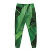 Green Tropical Banana Palm Leaf Print Jogger Pants