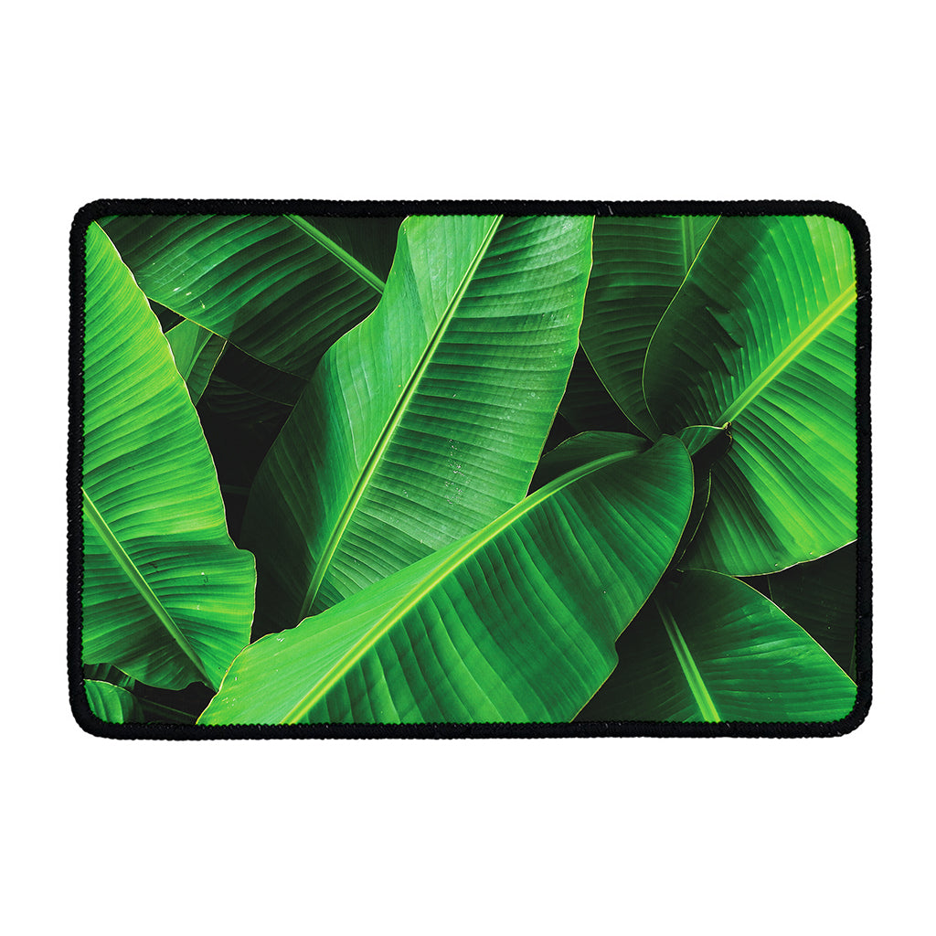 Green Tropical Banana Palm Leaf Print Kitchen Mat