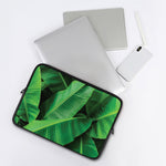 Green Tropical Banana Palm Leaf Print Laptop Sleeve