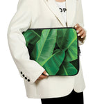 Green Tropical Banana Palm Leaf Print Laptop Sleeve