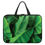 Green Tropical Banana Palm Leaf Print Laptop Sleeve With Handle