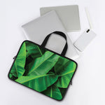 Green Tropical Banana Palm Leaf Print Laptop Sleeve With Handle