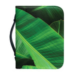 Green Tropical Banana Palm Leaf Print Leather Bible Cover