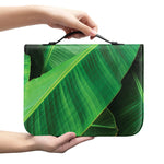 Green Tropical Banana Palm Leaf Print Leather Bible Cover