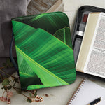 Green Tropical Banana Palm Leaf Print Leather Bible Cover