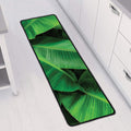 Green Tropical Banana Palm Leaf Print Long Kitchen Mat