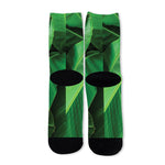 Green Tropical Banana Palm Leaf Print Long Socks