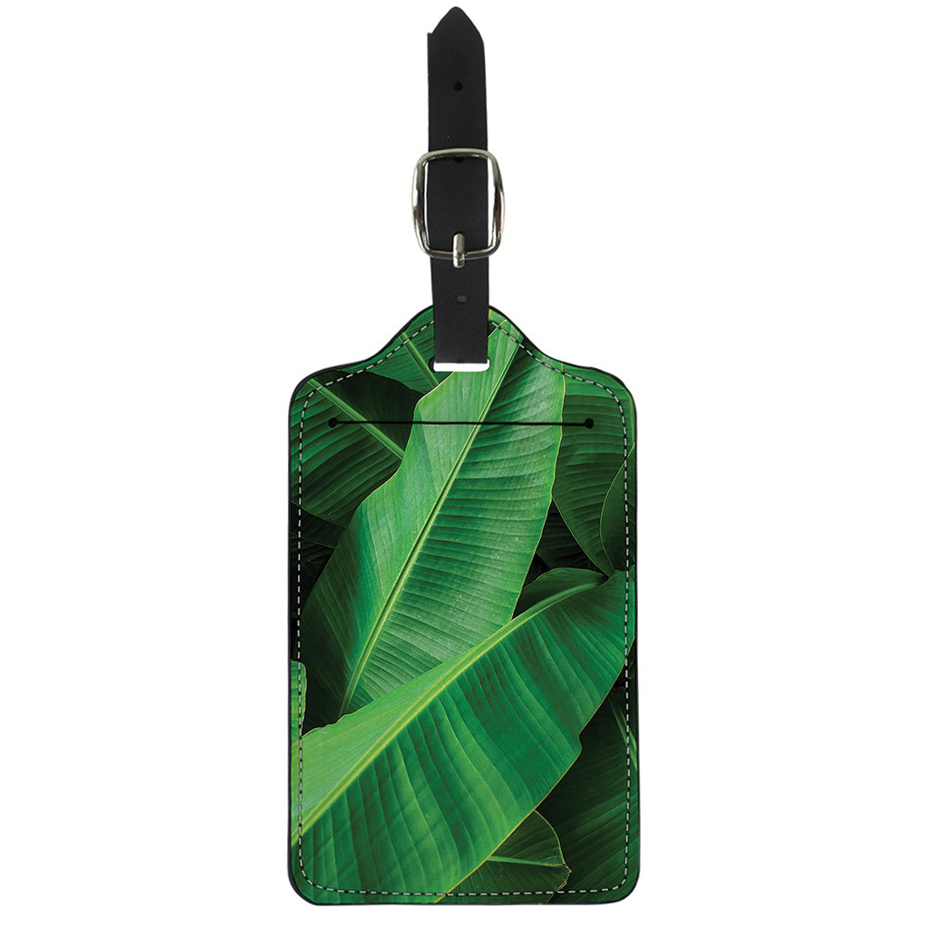 Green Tropical Banana Palm Leaf Print Luggage Tag