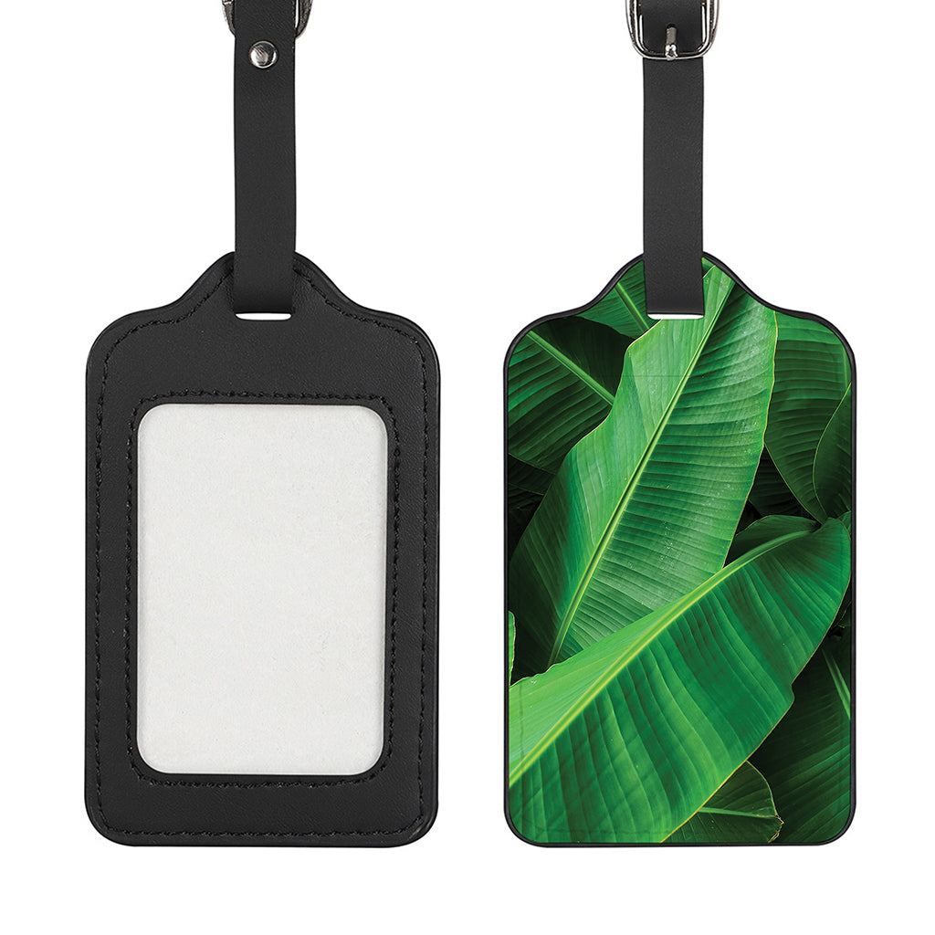Green Tropical Banana Palm Leaf Print Luggage Tag