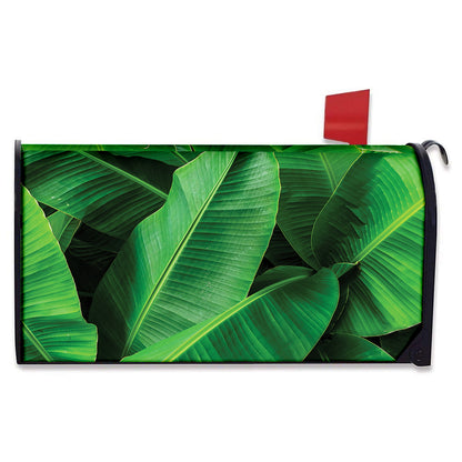 Green Tropical Banana Palm Leaf Print Mailbox Cover