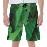 Green Tropical Banana Palm Leaf Print Men's Beach Shorts