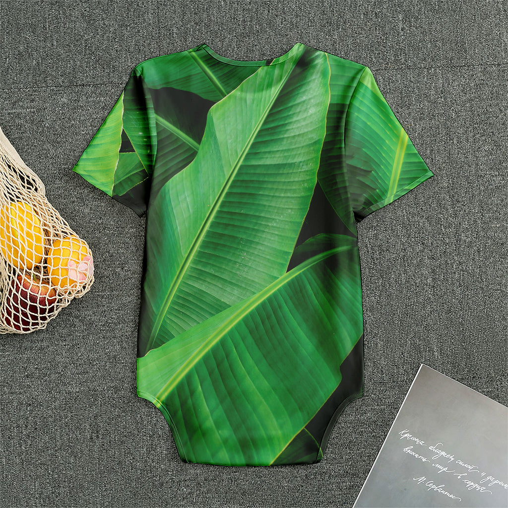 Green Tropical Banana Palm Leaf Print Men's Bodysuit