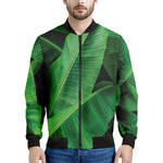 Green Tropical Banana Palm Leaf Print Men's Bomber Jacket