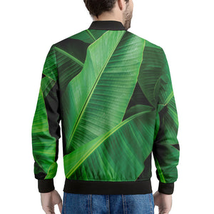 Green Tropical Banana Palm Leaf Print Men's Bomber Jacket