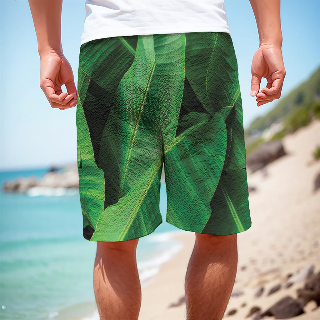 Green Tropical Banana Palm Leaf Print Men's Cargo Shorts