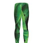 Green Tropical Banana Palm Leaf Print Men's leggings