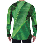 Green Tropical Banana Palm Leaf Print Men's Long Sleeve T-Shirt