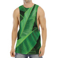 Green Tropical Banana Palm Leaf Print Men's Muscle Tank Top