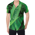 Green Tropical Banana Palm Leaf Print Men's Shirt