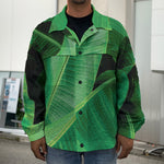 Green Tropical Banana Palm Leaf Print Men's Shirt Jacket