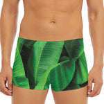 Green Tropical Banana Palm Leaf Print Men's Short Boxer Briefs
