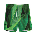 Green Tropical Banana Palm Leaf Print Men's Sports Shorts