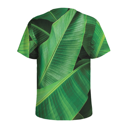 Green Tropical Banana Palm Leaf Print Men's Sports T-Shirt
