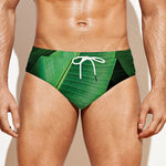 Green Tropical Banana Palm Leaf Print Men's Swim Briefs