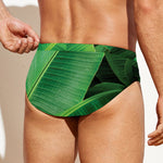 Green Tropical Banana Palm Leaf Print Men's Swim Briefs