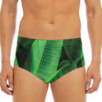 Green Tropical Banana Palm Leaf Print Men's Triangle Swim Briefs