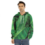 Green Tropical Banana Palm Leaf Print Men's Velvet Pullover Hoodie