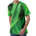 Green Tropical Banana Palm Leaf Print Men's Velvet T-Shirt