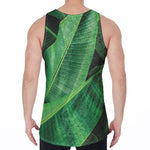 Green Tropical Banana Palm Leaf Print Men's Velvet Tank Top