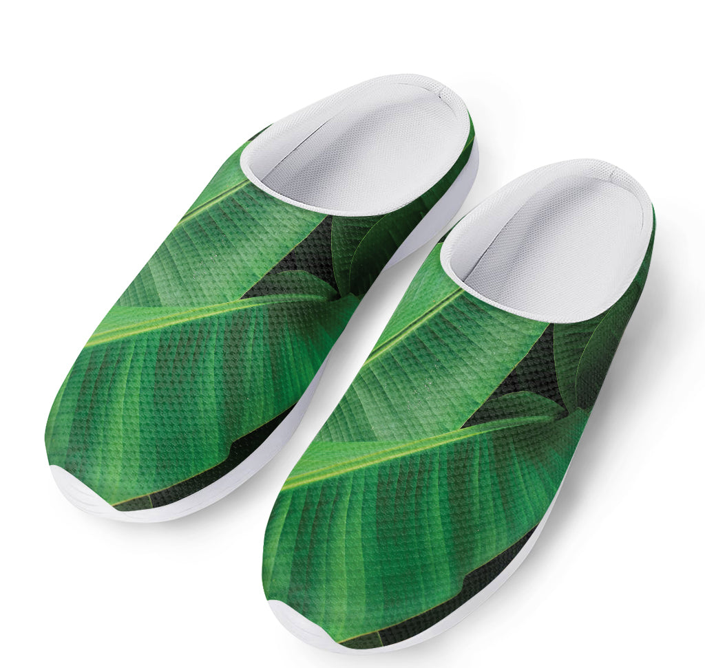 Green Tropical Banana Palm Leaf Print Mesh Casual Shoes