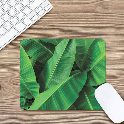 Green Tropical Banana Palm Leaf Print Mouse Pad