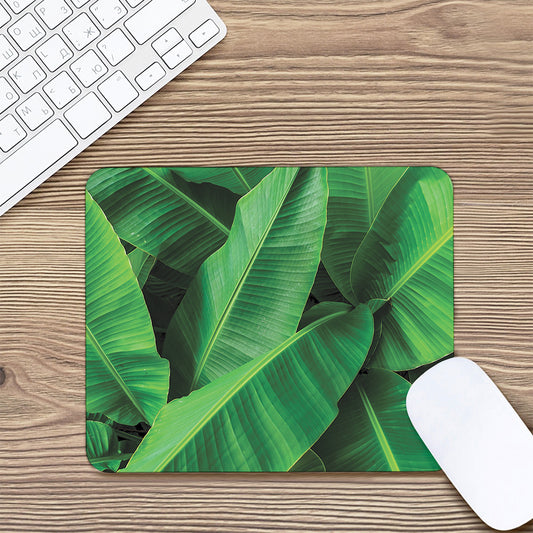 Green Tropical Banana Palm Leaf Print Mouse Pad